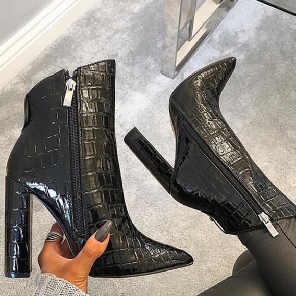 Public Desire Shoes - NIB Public Desire Faux Patent Leather Croc Booties